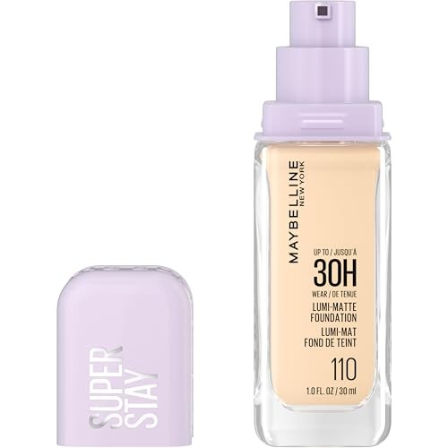 Maybelline Super Stay up to 30HR Wear Lumi-Matte Liquid Foundation - 110 - 1 Fl Oz: Noncomedogenic, Vegan, Buildable Coverage