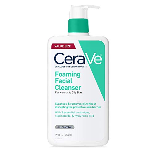CeraVe Foaming Facial Cleanser | Makeup Remover and Daily Face Wash for Oily Skin | Clear  Unscented  19 Fl.Oz