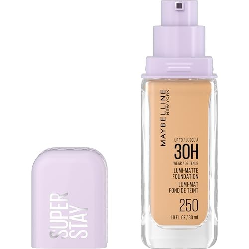 Maybelline Super Stay up to 30HR Wear Lumi-Matte Liquid Foundation - 250 - 1 Fl Oz: Skin Brightening & Tone Improvement, Noncomedogenic