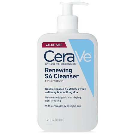 CeraVe SA Face Wash Salicylic Acid Cleanser with Hyaluronic Acid & Niacinamide - 16 Fl Oz: Liquid Exfoliating Formula for Normal Skin