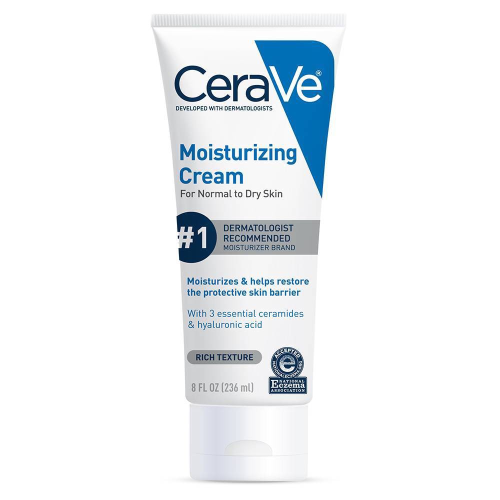 CeraVe Moisturizing Face & Body Cream for Normal to Dry Skin - 8 Fl Oz: Hypoallergenic, Noncomedogenic, Oil-Free, with Hyaluronic Acid