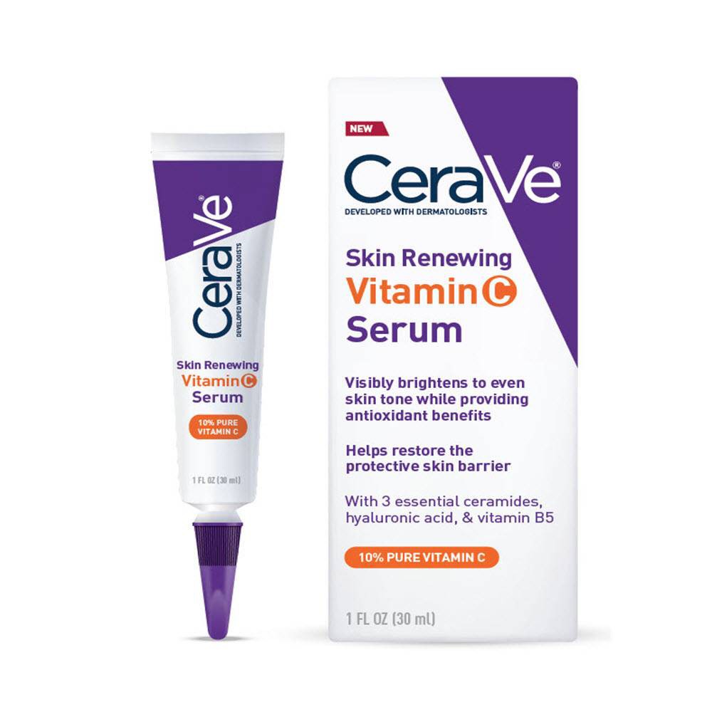 CeraVe Skin Renewing Vitamin C Serum - 1 Fl Oz: for Face, Mature Skin Types, Paraben-Free, Contains Hyaluronic Acid