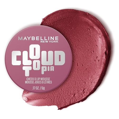 Maybelline Cloudtopia Lip and Cheek Mousse Blush - Twilight Berry 1 - 0.17oz: Brightening, Noncomedogenic, Matte Finish, for All Skin Types