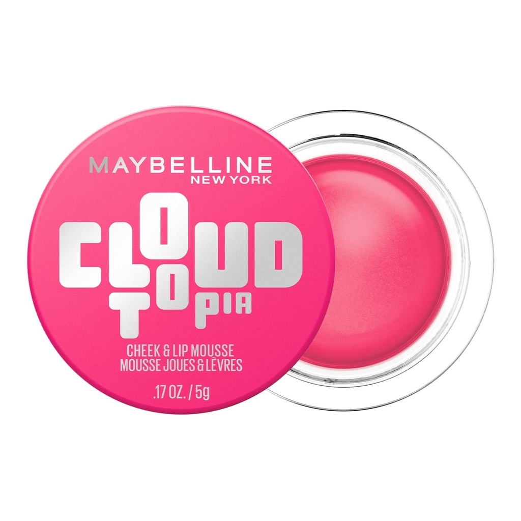 Maybelline Cloudtopia Lip and Cheek Mousse Blush - Pink Daydream 4 - 0.17oz: Noncomedogenic, Beauty Purpose Brightening, Light Coverage