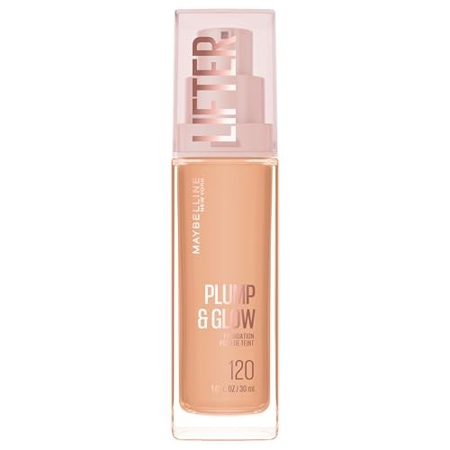 Maybelline Lifter Plump & Glow Foundation with Hyaluronic Acid - 120 - 1 Fl Oz: Buildable Coverage, Noncomedogenic, Suitable for All Skin Types