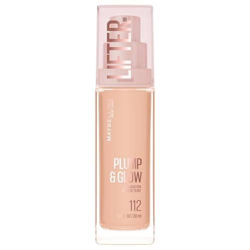 Maybelline Lifter Plump & Glow Foundation with Hyaluronic Acid - 112 - 1 Fl Oz: Noncomedogenic, Vegan, Buildable Coverage