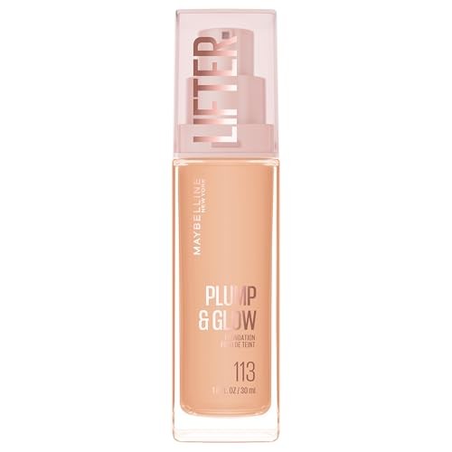 Maybelline Lifter Plump & Glow Foundation with Hyaluronic Acid - 113 - 1 Fl Oz: Moisturizing, Buildable Coverage, Liquid, Noncomedogenic