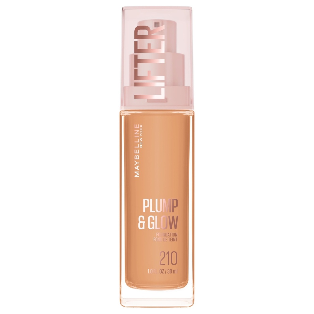 Maybelline Lifter Plump & Glow Foundation with Hyaluronic Acid - 210 - 1 Fl Oz: Moisturizing, Buildable Coverage, Vegan, Liquid Form