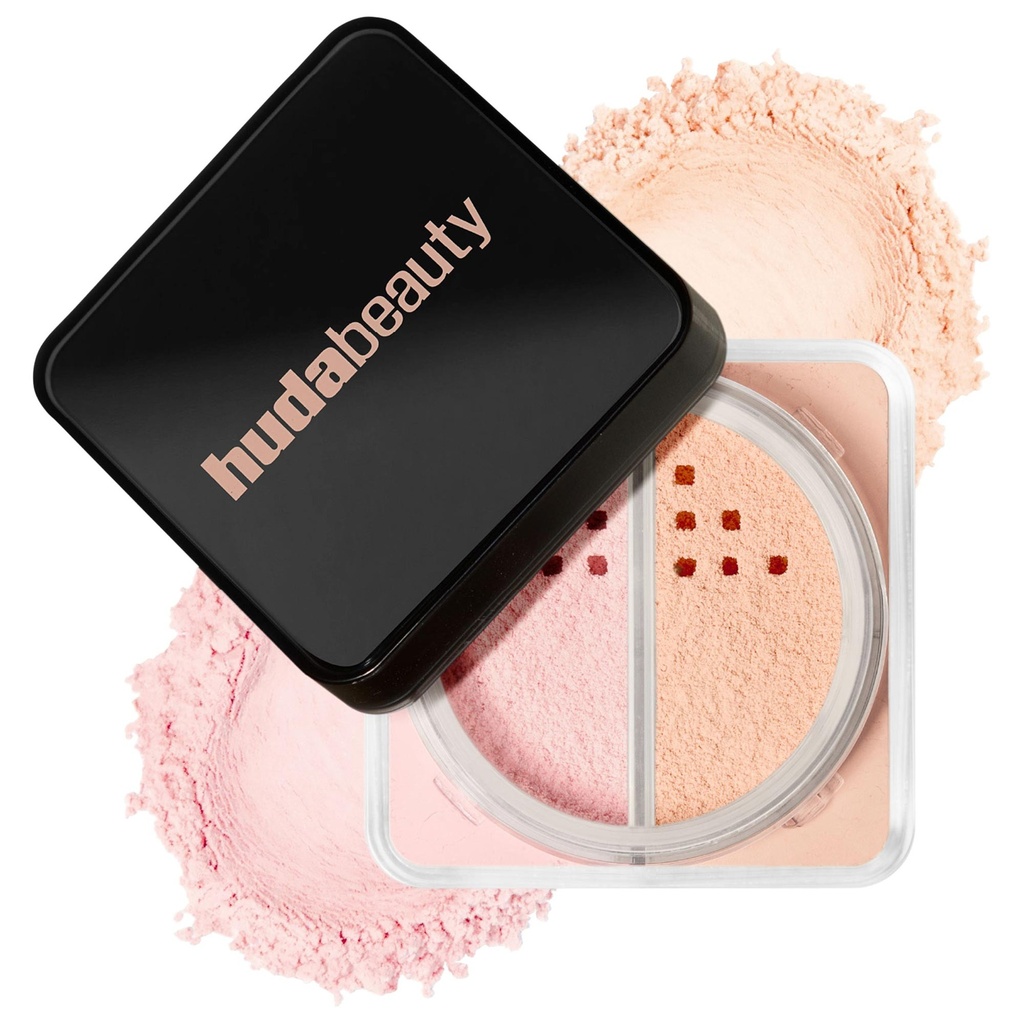 HUDA BEAUTY Easy Bake Loose Powder Brightening + Correcting Duo Cherry Peach 2 X 0.22 Oz/2 X 6.5 G