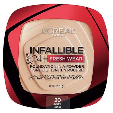L'Oreal Paris Infallible up to 24H Fresh Wear Foundation in a Powder - Ivory - 0.31oz: Matte, Noncomedogenic, for All Skin Types