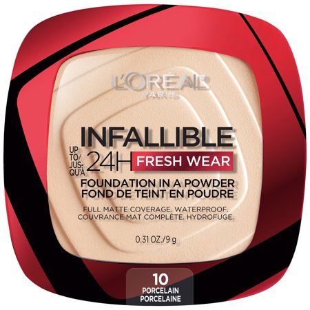 L Oreal Paris Infallible Fresh Wear 24 Hr Powder Foundation Makeup  010 Porcelain  1 Fl Oz
