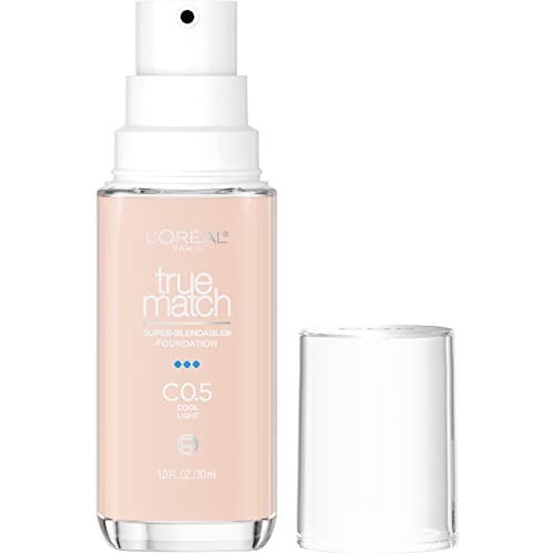 L'Oreal Paris True Match Super Blendable Foundation - C0.5 - 1 Fl Oz: Liquid Medium Coverage Vegan Formula, Ideal for All Skin Types