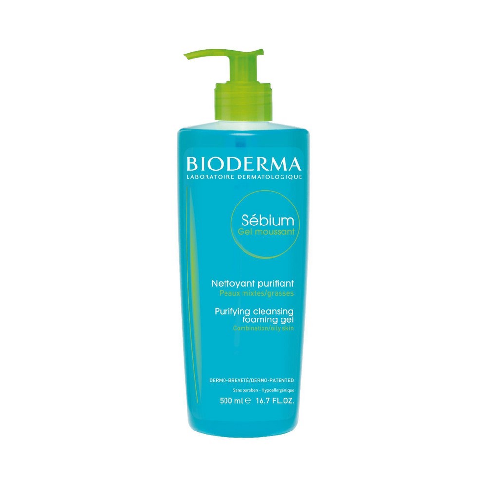 Bioderma Sebium Foaming Gel Facial Cleanser - 16.7 Fl Oz: Noncomedogenic, Paraben-Free, Soap-Free, for Oily & Combination Skin