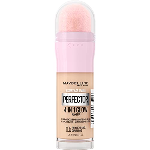 Maybelline, Instant Age Rewind, Perfector 4-in-1 Glow Makeup, 0.5 Fair-Light Cool, 0.68 Fl Oz (20 Ml)