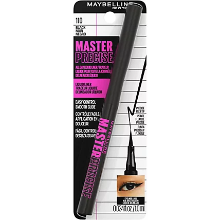 Maybelline Eyestudio Master Precise All Day Liquid Eyeliner Makeup, 110 Black Noir Negro 