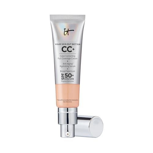 IT Cosmetics CC+ Cream Full Coverage Color Correcting Foundation with SPF 50+ Light Cool 1.08 Oz / 32 ML