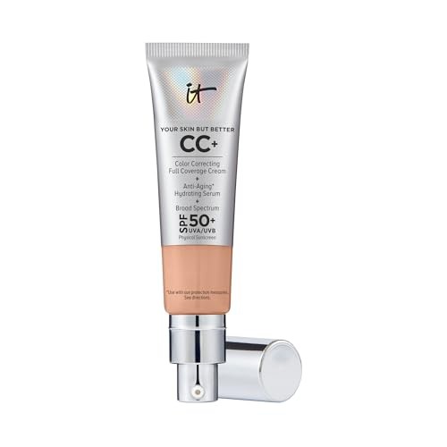 IT Cosmetics CC+ Cream Full Coverage Color Correcting Foundation with SPF 50+ Medium Cool 1.08 Oz / 32 ML