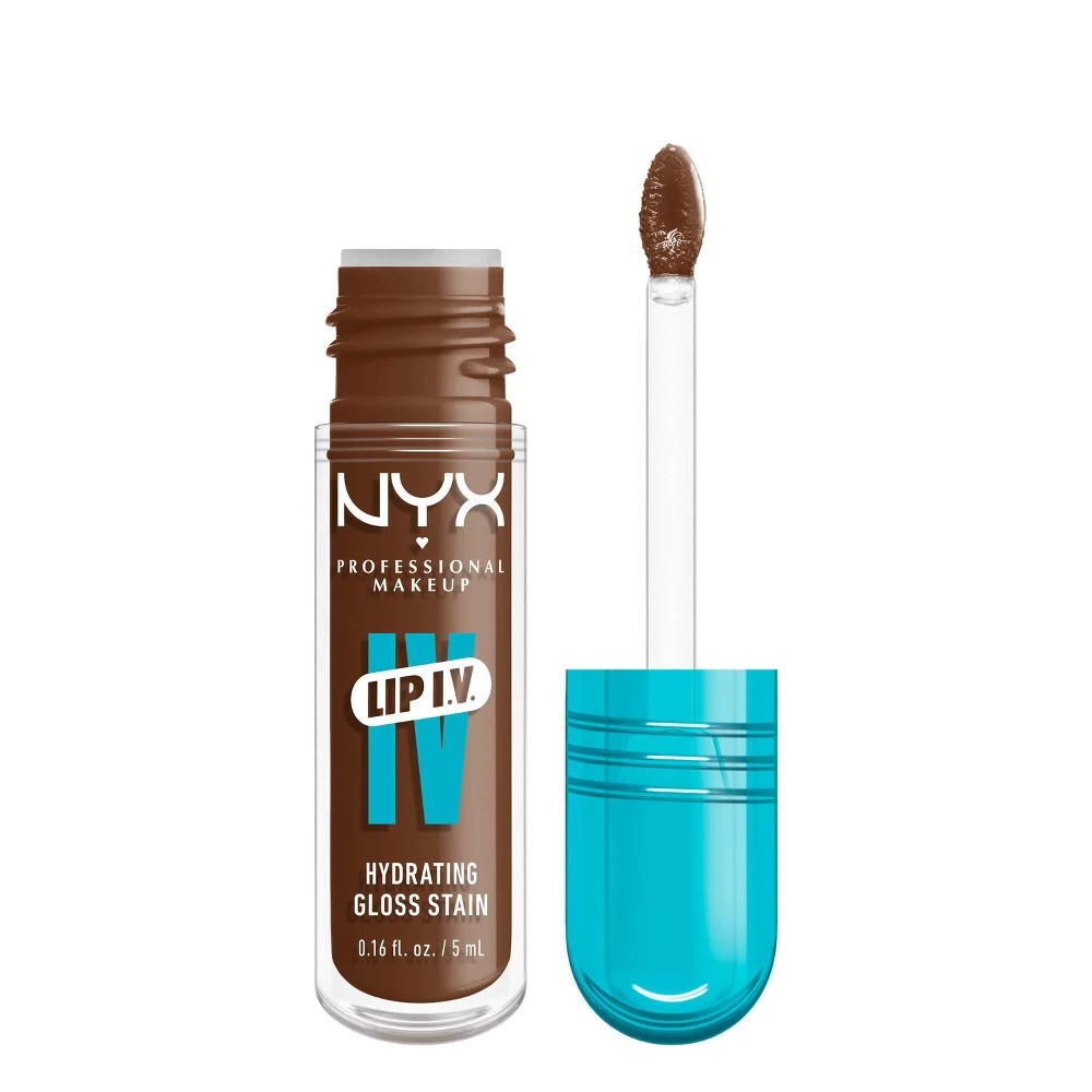 NYX Professional Makeup Lip IV Hydrating Lip Gloss Stain - Splash N Spice - 0.16 Fl Oz: Vegan, Animal by-Product-Free Liquid for Shine Enhancing