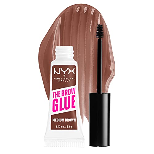 NYX Professional Makeup Brow Glue Eyebrow Gel - Medium Brown - 0.17oz: Shaping, Dark Tones, Single Brush-on