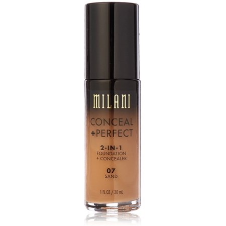 Milani Conceal + Perfect 2-in-1 Foundation + Concealer - 07 Sand - 1fl Oz: Finish, Full Coverage, Liquid Base