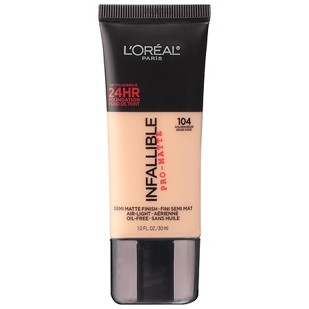 L Oreal Paris Infallible Pro Matte Liquid Foundation Makeup  104 Golden Beige  1 Fl Oz
