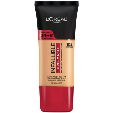 L Oreal Paris Infallible Pro-Matte Liquid Foundation Makeup  105 Natural Beige  1 Fl Oz