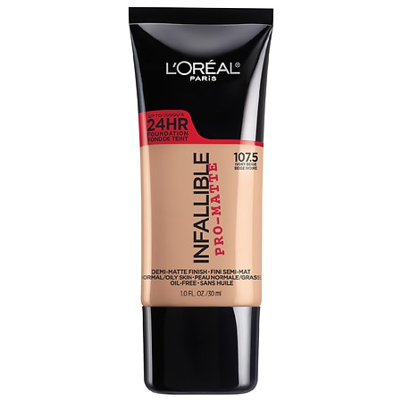 L'Oreal Paris Infallible Pro-Matte Blendable Foundation, Oil Free, 107.5 Ivory Beige - 1 Oz | CVS
