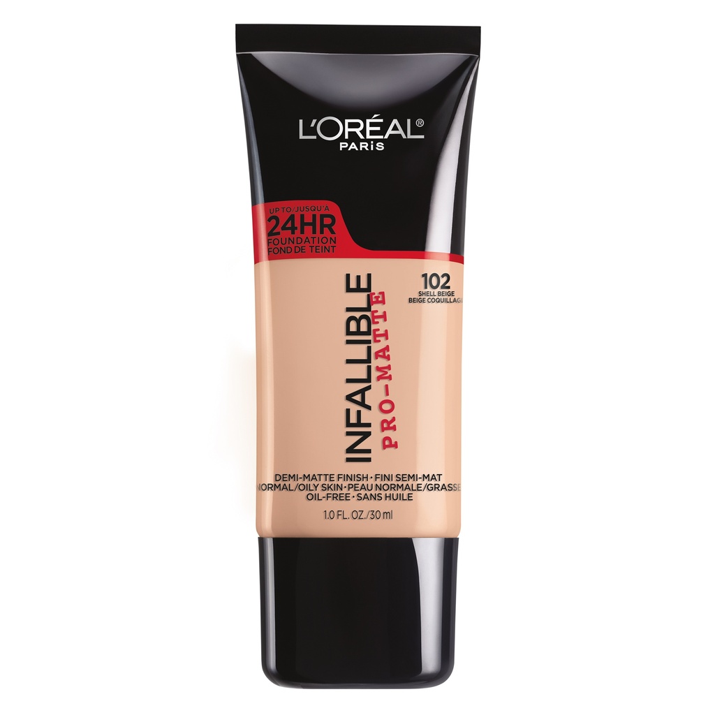 L'Oreal Paris Infallible Pro-Matte Foundation 102 Shell Beige 1 Fl Oz, Shell Beige 102